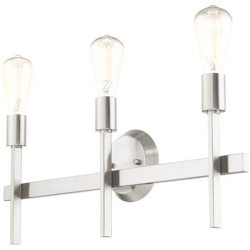 Prague 3 Light 23.5 inch Brushed Nickel Vanity Sconce Wall Light