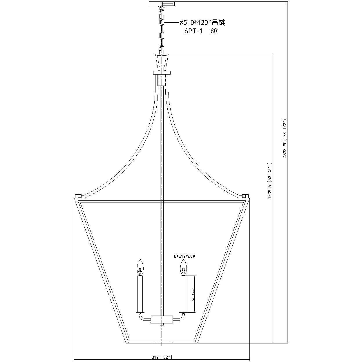Montalcino 8 Light 32 inch Rubbed Brass Chandelier Ceiling Light