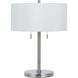 Calais 24 inch 60 watt Brushed Steel Table Lamp Portable Light