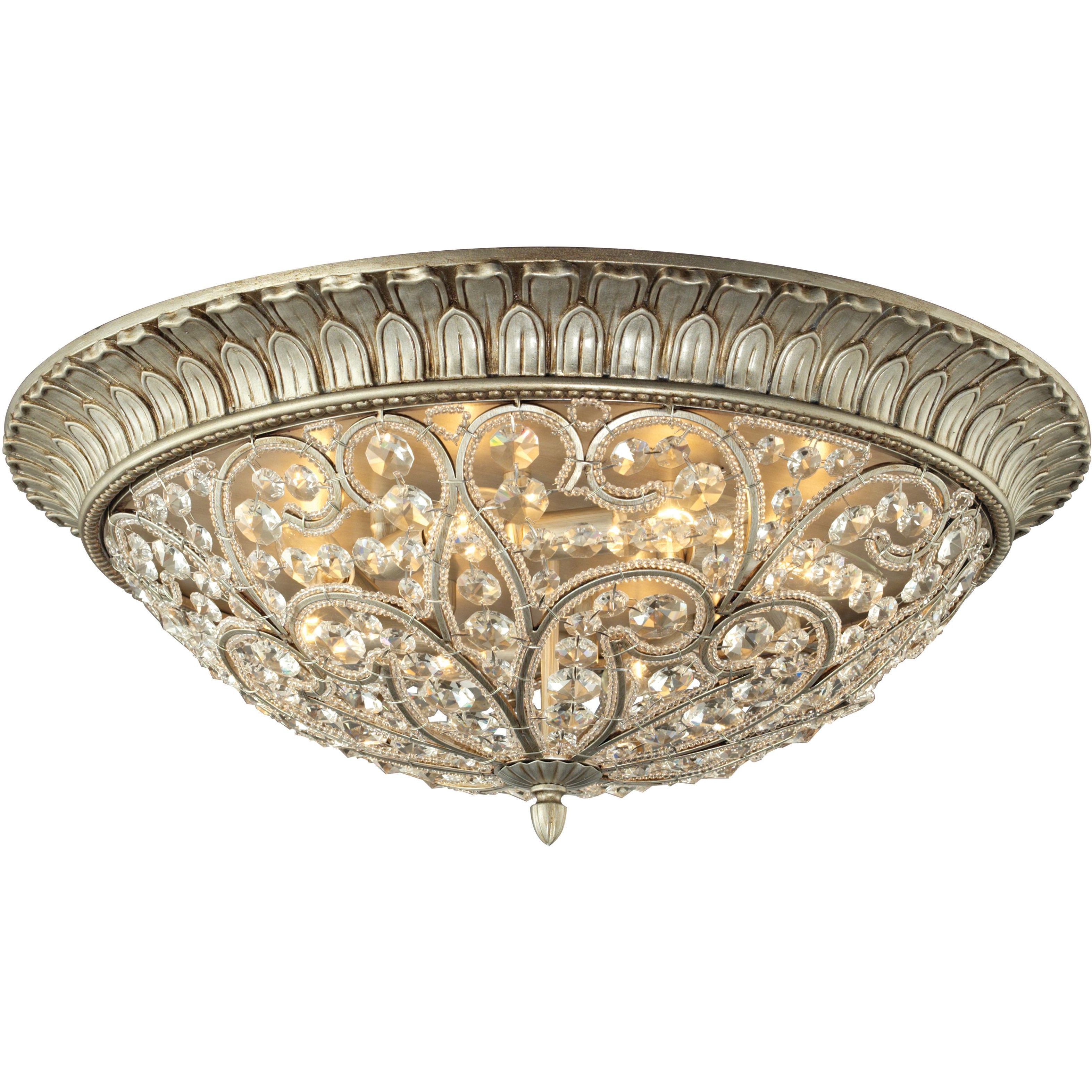 Andalusia 8 Light 24 inch Aged Silver with Clear Flush Mount Ceiling Light