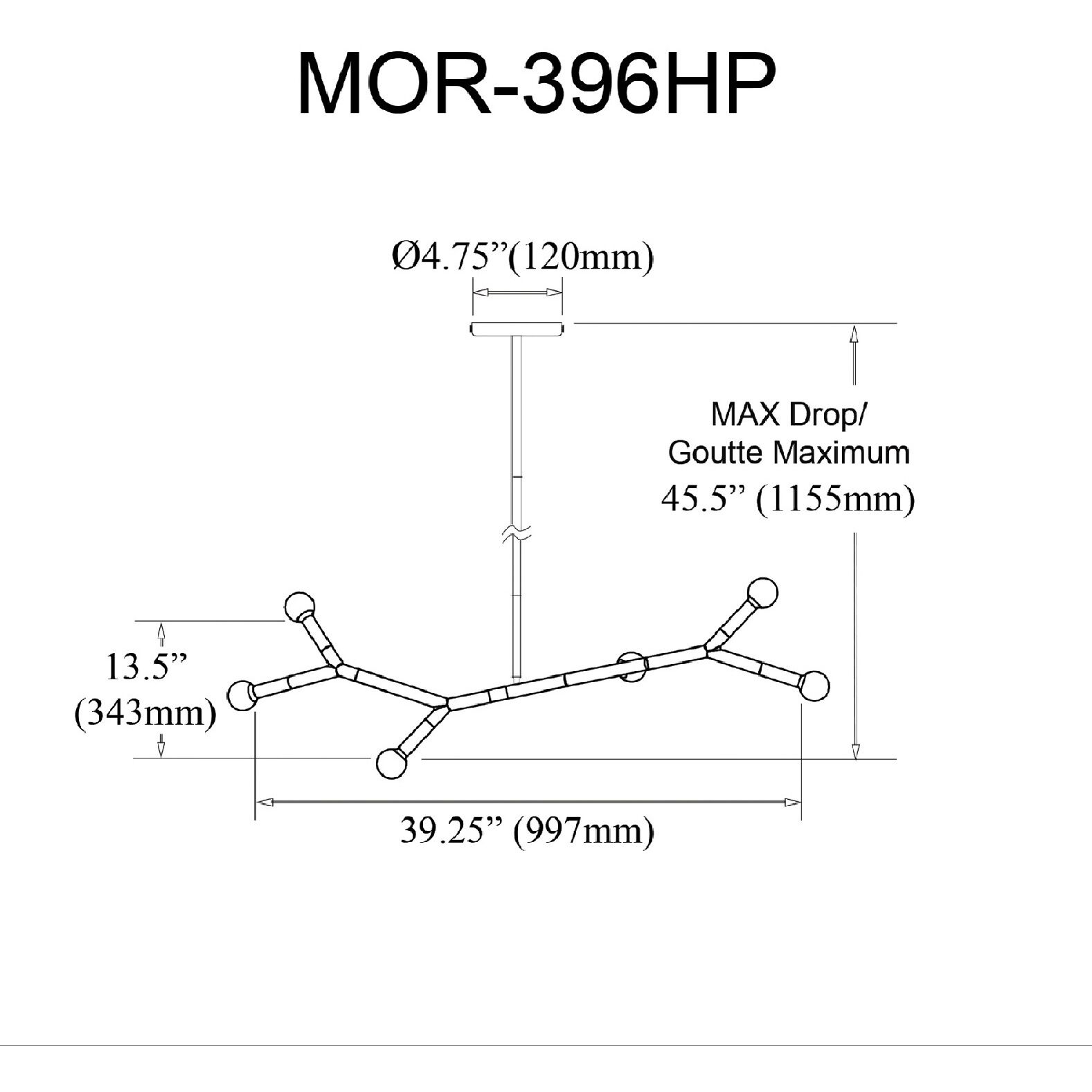 Morgan LED 39.25 inch Aged Brass Horizontal Pendant Ceiling Light