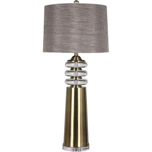 Tinley 39 inch 150.00 watt Brass, Clear, Grey Table Lamp Portable Light