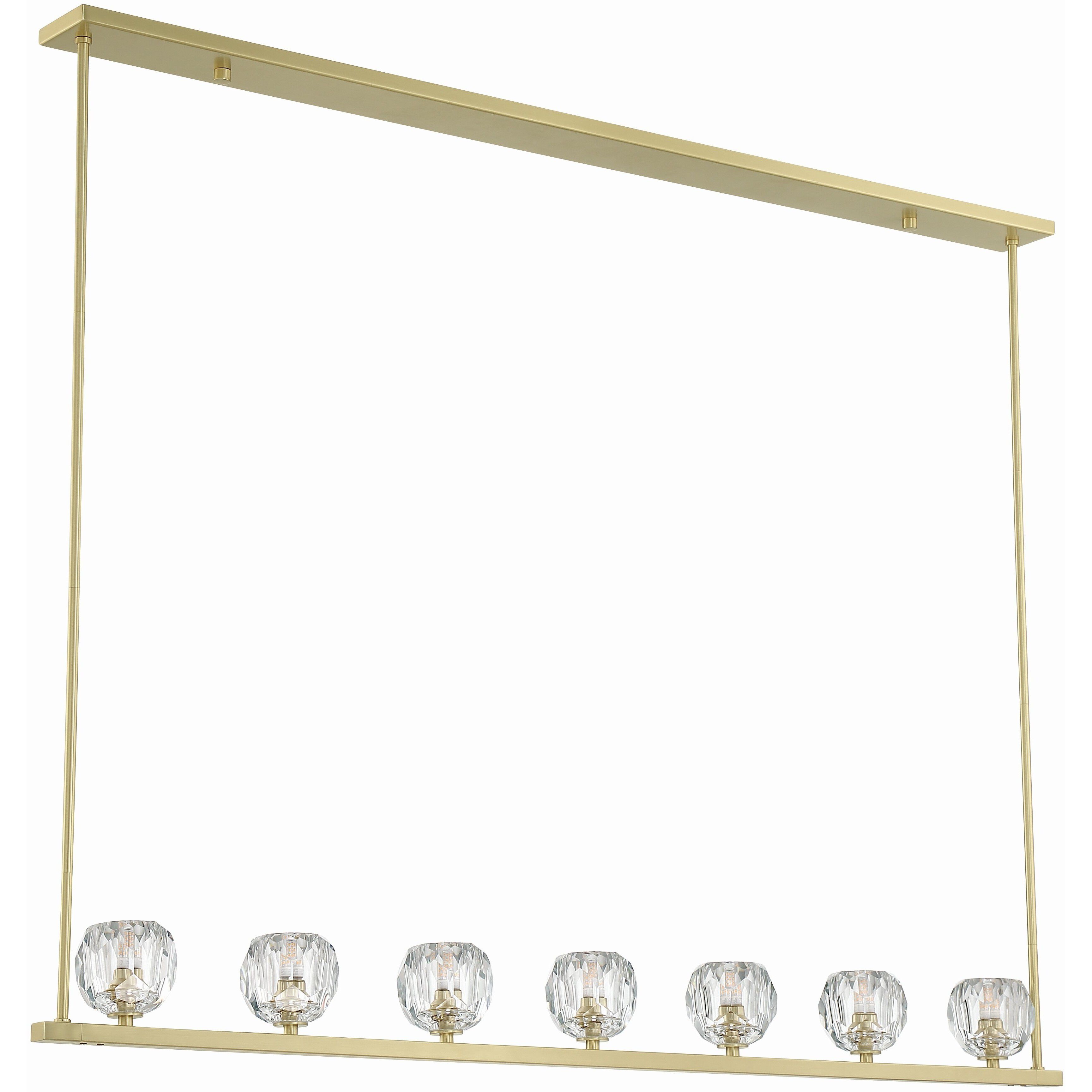 Aragon 7 Light 56 inch Soft Brass Linear Chandelier Ceiling Light