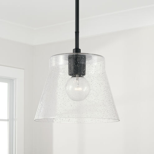 Baker 1 Light 10.5 inch Matte Black Pendant Ceiling Light, Convertible Dual Mount