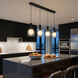 Juna 4 Light 44.1 inch Black and Volcanic Black Travertine Linear Island Pendant Ceiling Light