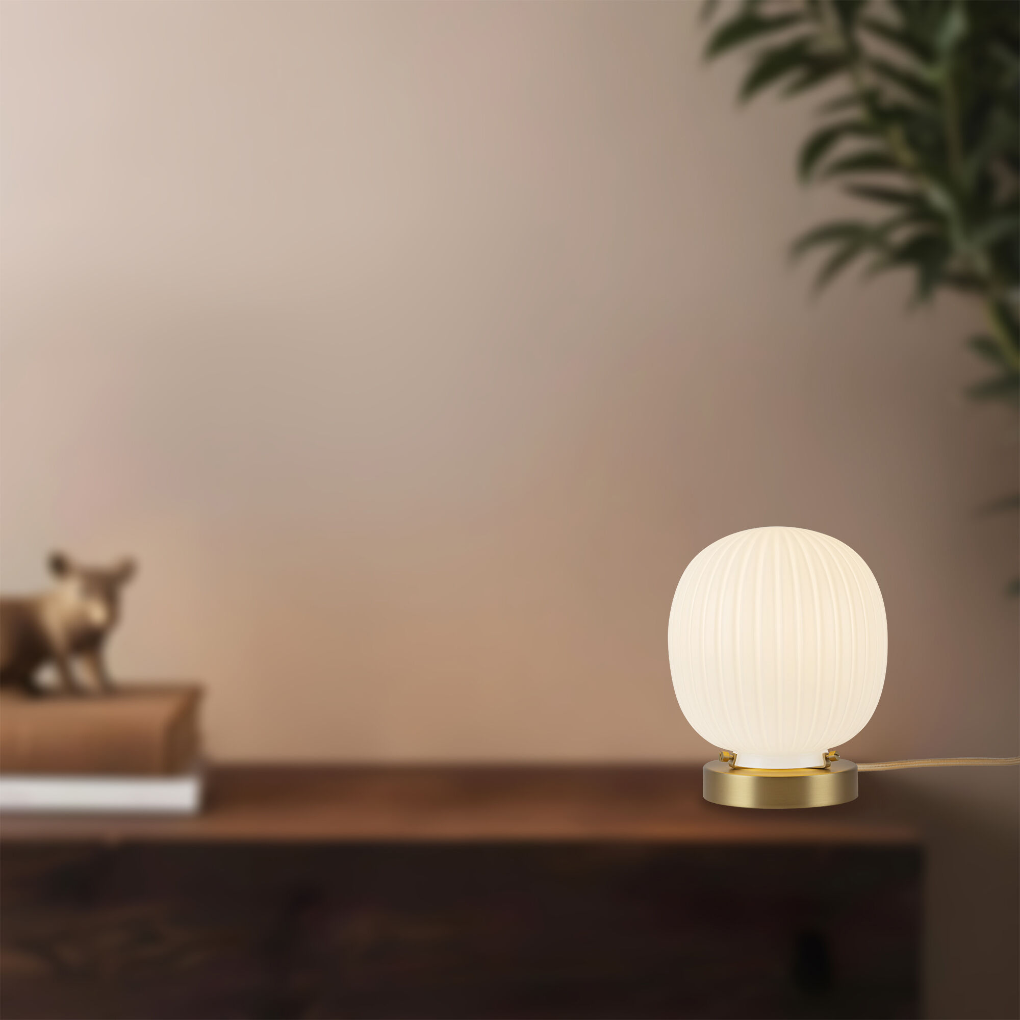 Alora Mood Cherise 8.25 inch 1.00 watt Brushed Gold/Glossy Ribbed Opal Glass Table Lamp Portable Light