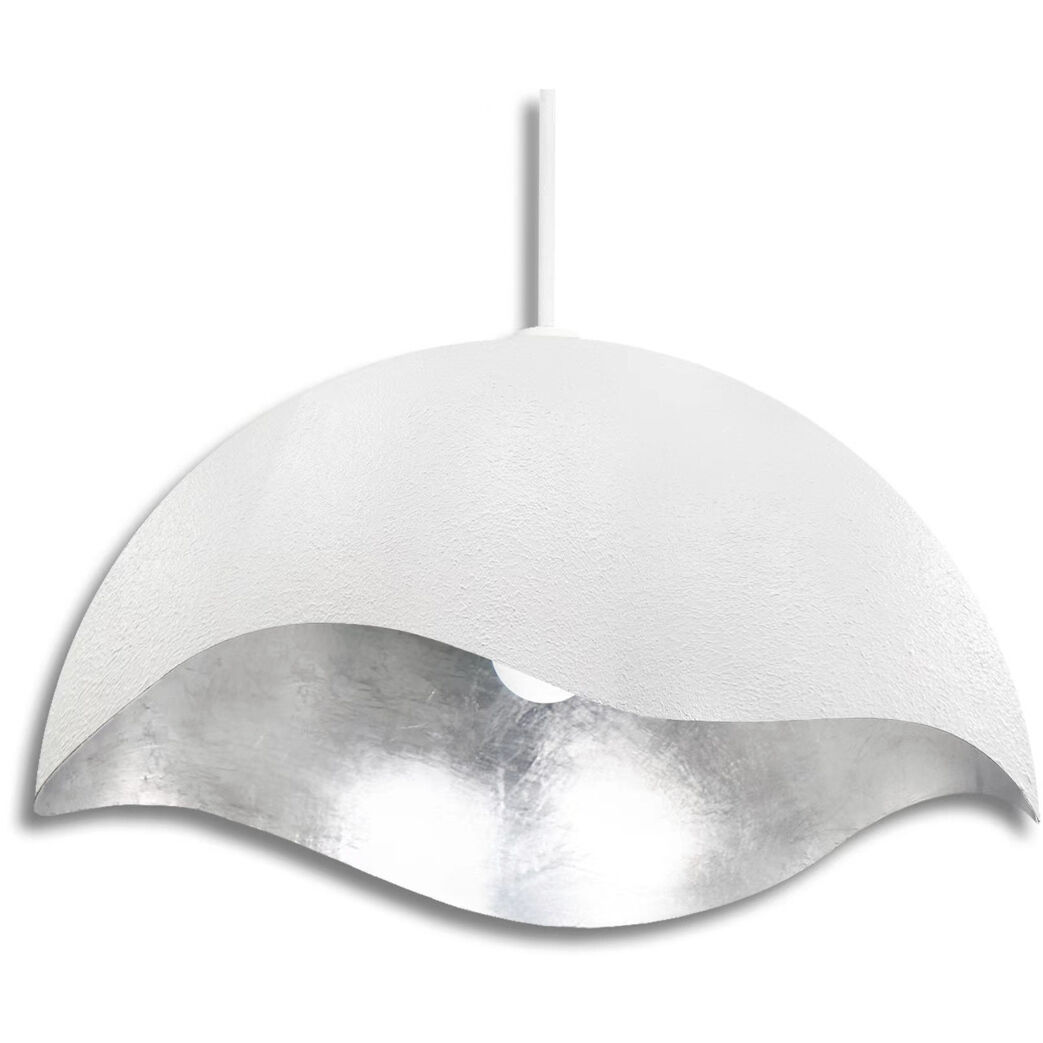 Eclos 1 Light 23.88 inch Textured White With Silver Leaf Inside Pendant Ceiling Light