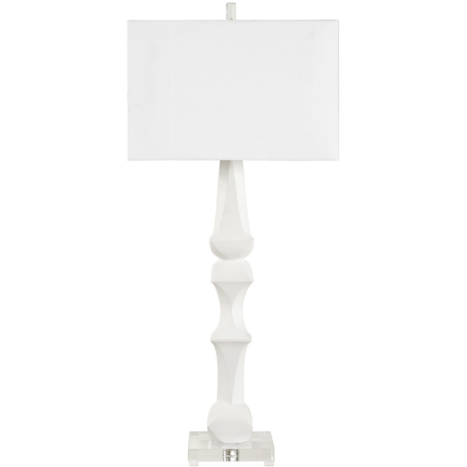 Mayme 37.5 inch 150 watt Matte White and Crystal Table Lamp Portable Light