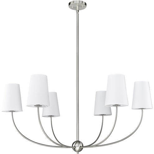 Shannon 6 Light 42 inch Brushed Nickel Chandelier Ceiling Light