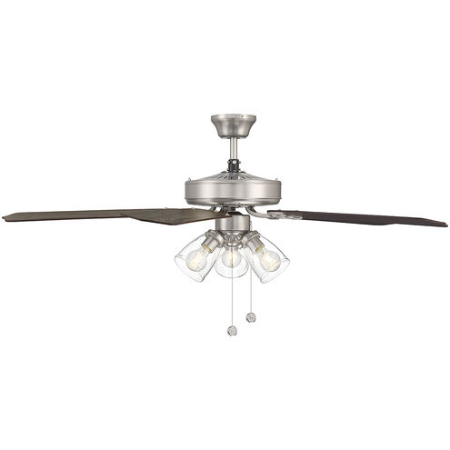 Traditional 52 inch Brushed Nickel with Chestnut and Grey Weathered Oak Blades Ceiling Fan