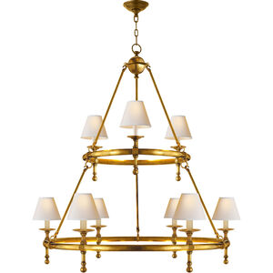 Chapman & Myers Classic2 9 Light 45 inch Hand-Rubbed Antique Brass Two-Tier Ring Chandelier Ceiling Light in Natural Paper