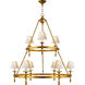 Chapman & Myers Classic2 9 Light 45 inch Hand-Rubbed Antique Brass Two-Tier Ring Chandelier Ceiling Light in Natural Paper
