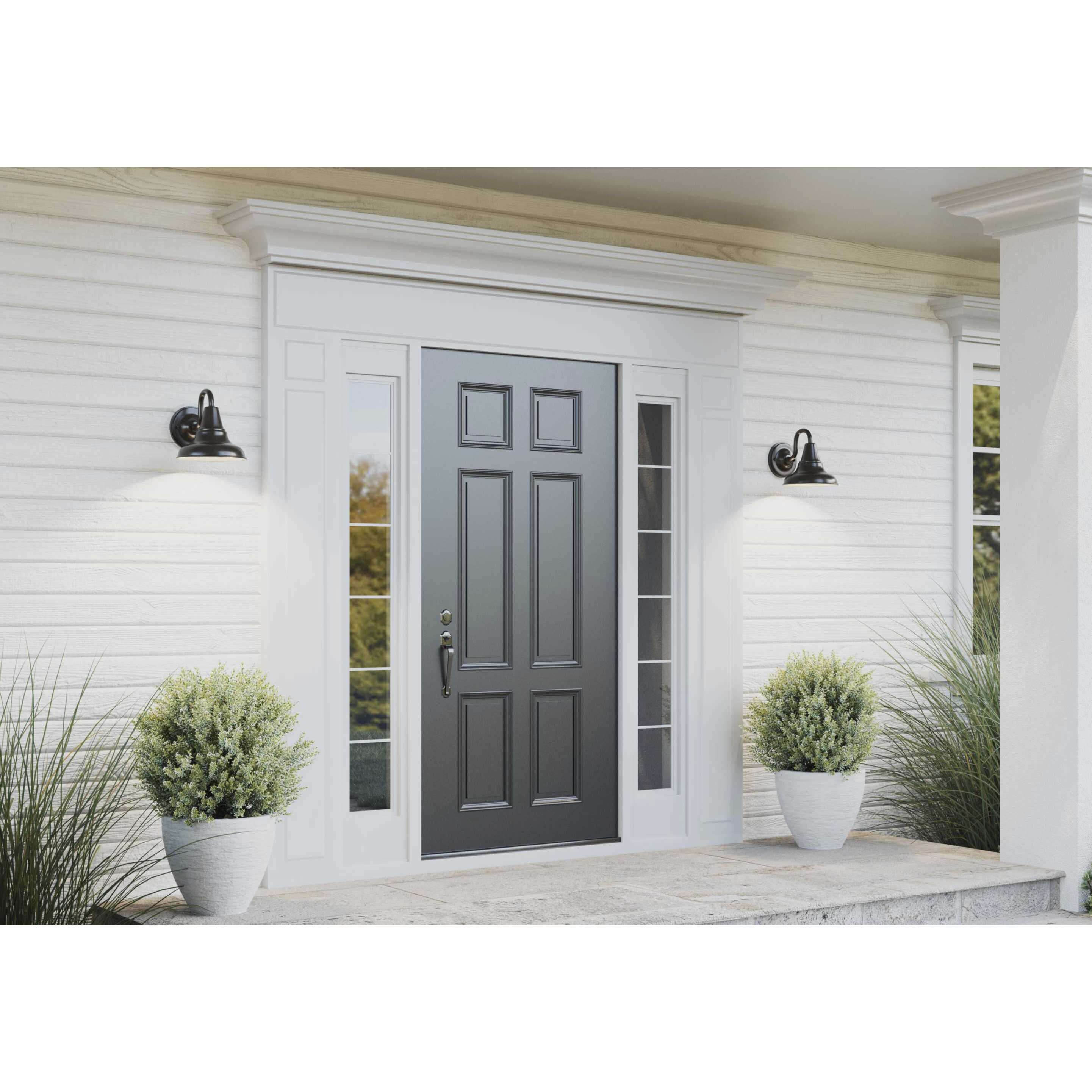 District Outdoor Wall Lantern in Antique Bronze, Standard Lamping, Medium