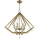 Diamond 6 Light 25 inch Antique Brass Chandelier Ceiling Light