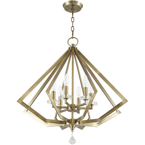 Diamond 6 Light 25 inch Antique Brass Chandelier Ceiling Light