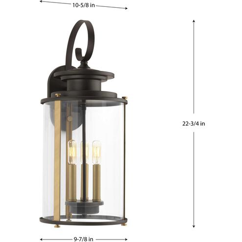 Squire 3 Light 23 inch Antique Bronze Outdoor Wall Lantern in Antique Bronze and Vintage Brass, Large