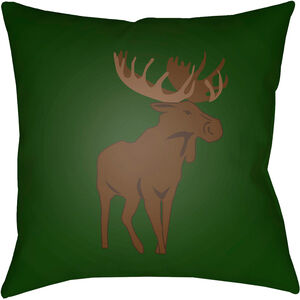 Moose 18 X 18 inch Green and Brown Outdoor Throw Pillow