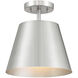 Contemporary 1 Light 10 inch Brushed Nickel Semi-Flush Ceiling Light