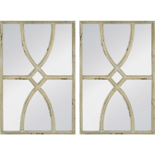 Rectangular Carved 23.6 X 15.7 inch Antique White Wall Mirror, Set of 2