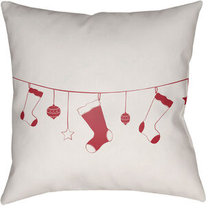 Stockings 20 X 20 inch White and Red Outdoor Throw Pillow