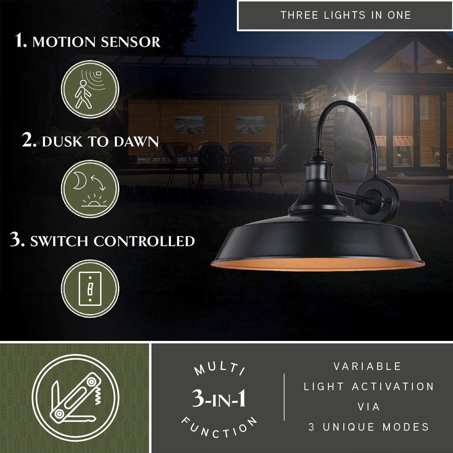 Dorado Dark Bronze and Light Gold Outdoor Motion Sensor