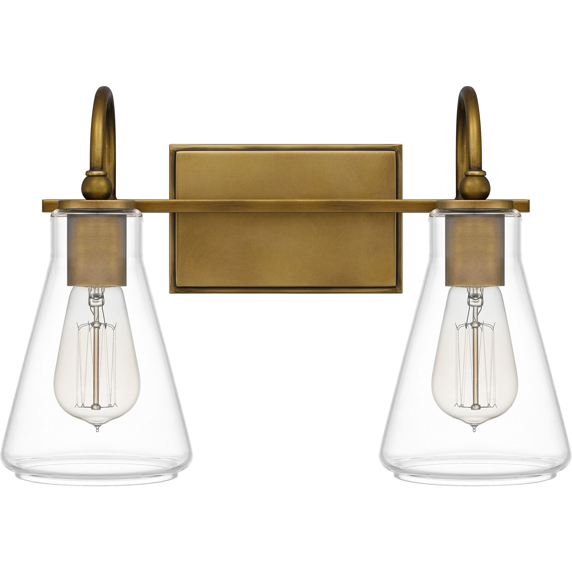 Boyton 2 Light 16 inch Weathered Brass Bath Light Wall Light