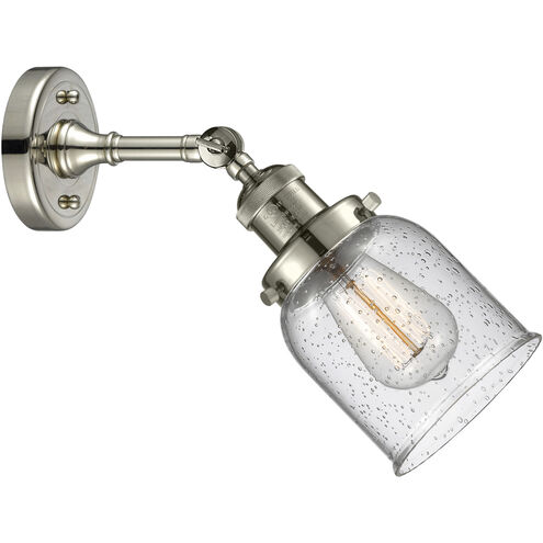 Franklin Restoration Small Bell 1 Light 5 inch Polished Nickel Sconce Wall Light in Seedy Glass, Franklin Restoration