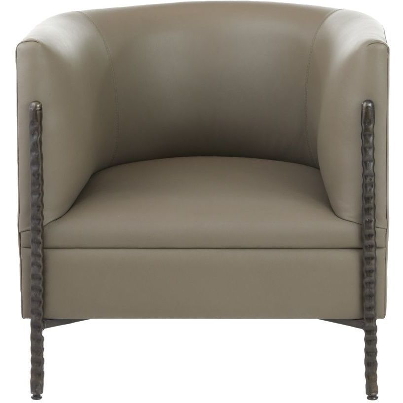 Escondido Dove Leather and Bronze Lounge Chair