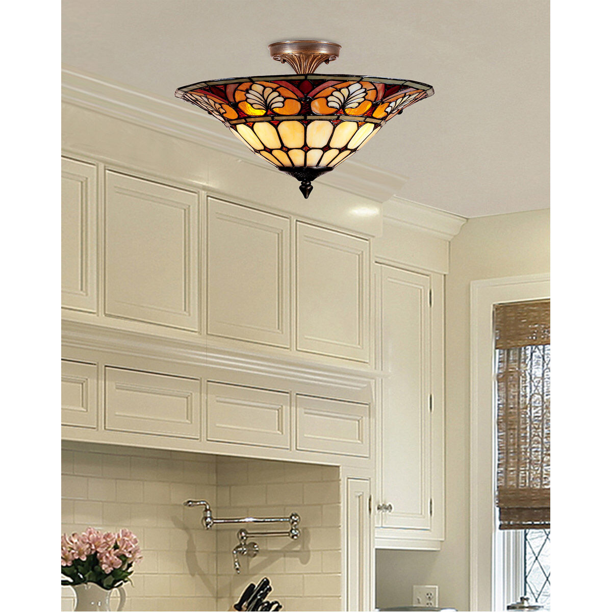 Evelyn 3 Light 16 inch Antique Brass Flush Mount Ceiling Light