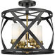 Malcalester 4 Light 15 inch Matte Black and Olde Brass Semi Flush Mount Ceiling Light