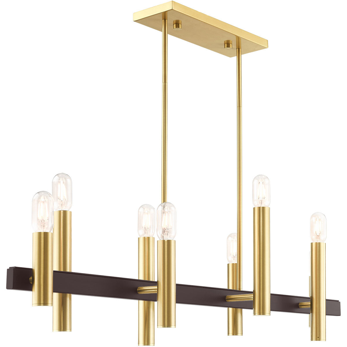 Helsinki 8 Light 10 inch Satin Brass with Bronze Accents Chandelier Ceiling Light