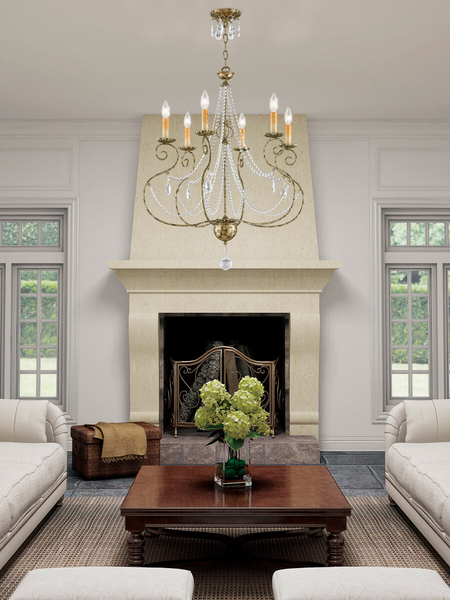 Isabella 6 Light 27 inch Hand Applied European Bronze Chandelier Ceiling Light