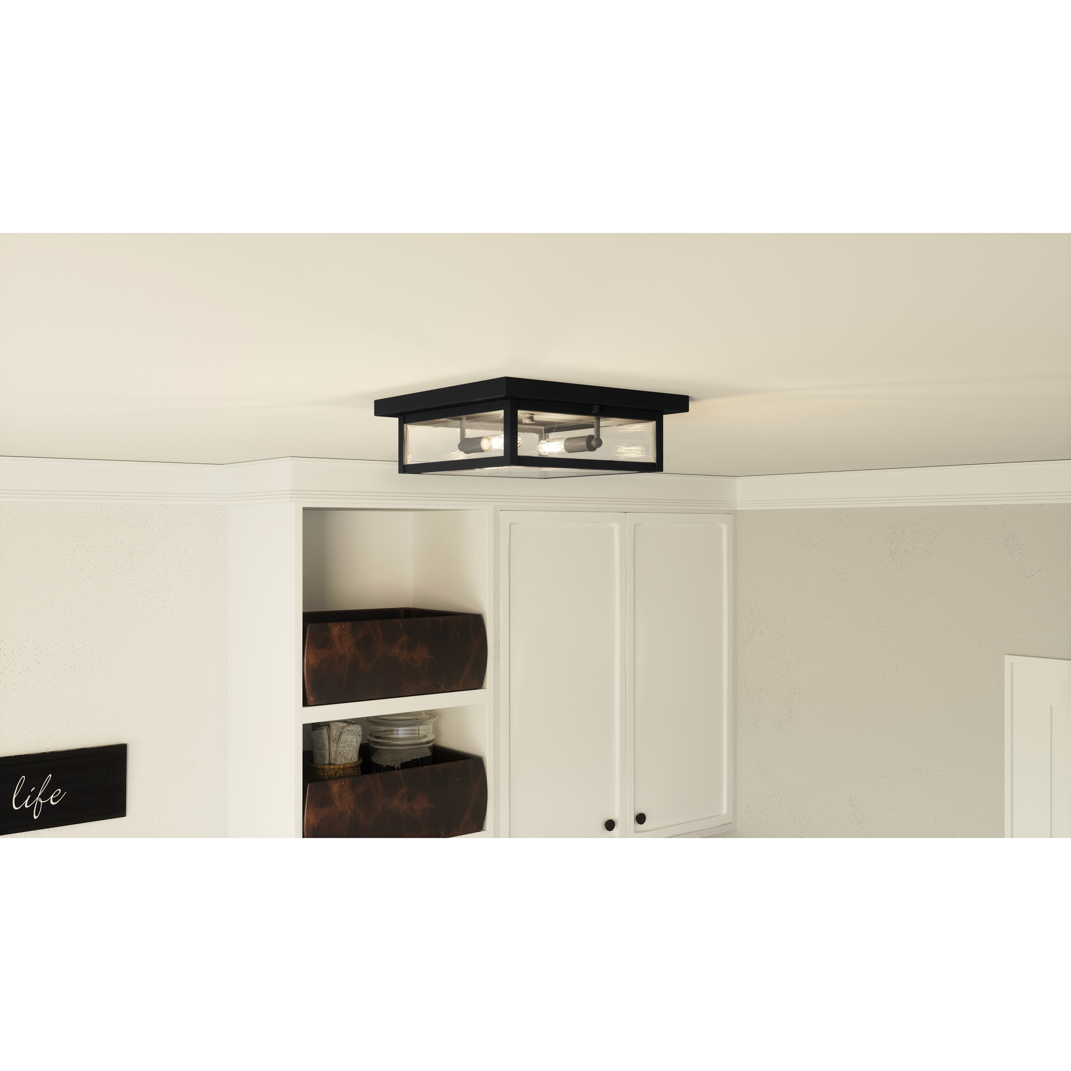 Westover 2 Light 12 inch Earth Black Flush Mount Ceiling Light