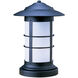 Newport 1 Light 19.25 inch Satin Black Outdoor Column Mount in Almond Mica