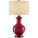 Lilou 31 inch 150 watt Red and Antique Brass Table Lamp Portable Light