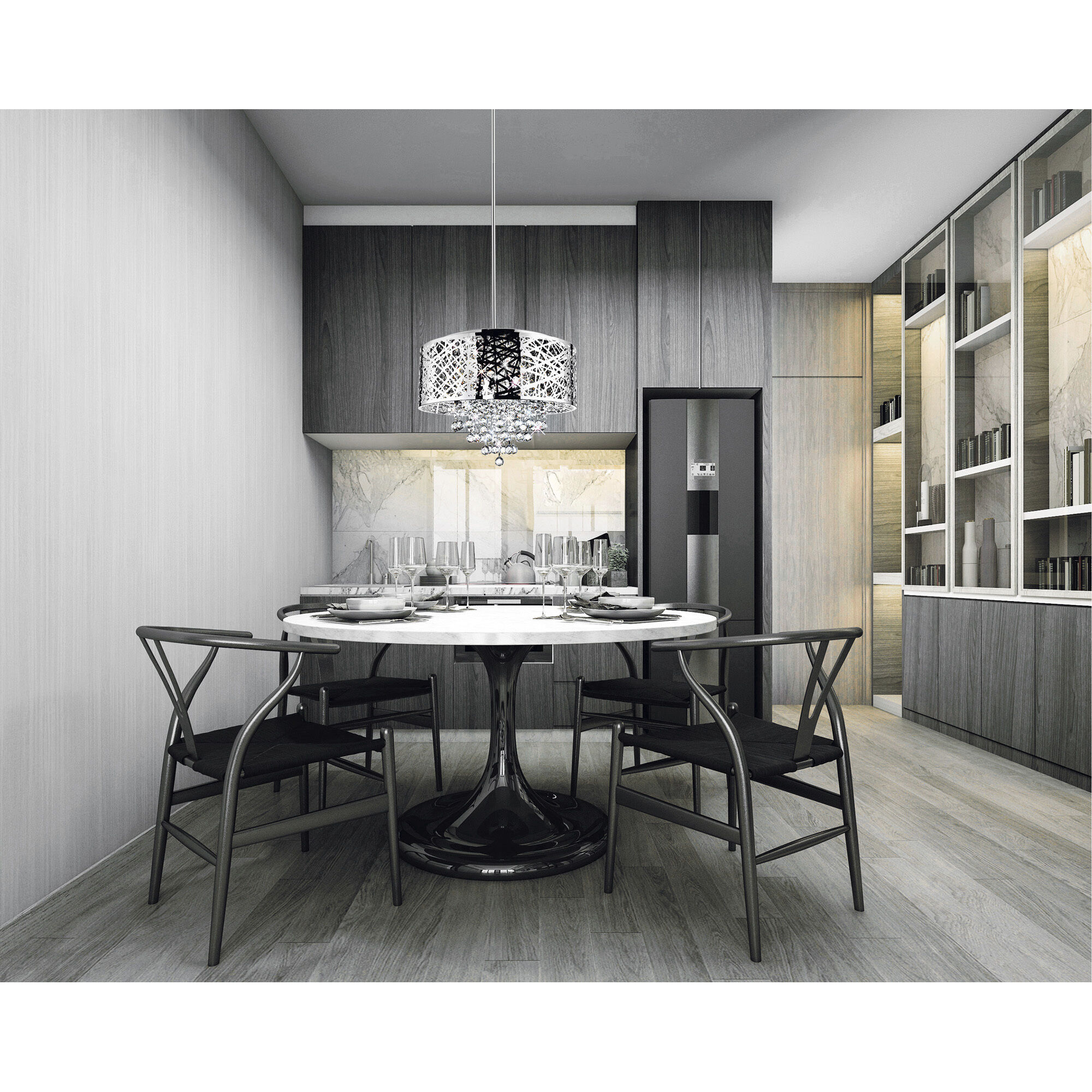 Eternity 9 Light 22 inch Chrome Drum Shade Chandelier Ceiling Light