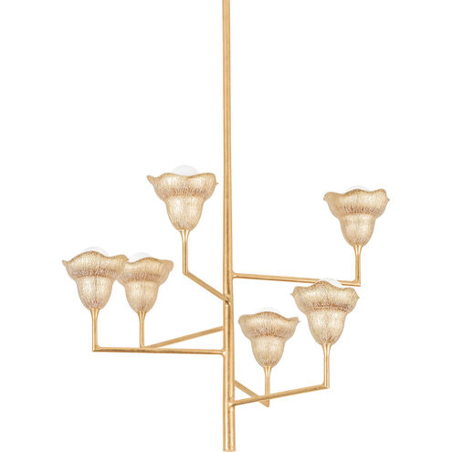 Alora 6 Light 32 inch Vintage Gold Leaf and Gilded Ivory Chandelier Ceiling Light