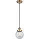 Ballston Beacon LED 6 inch Brushed Brass Mini Pendant Ceiling Light in Seedy Glass, Black Textured