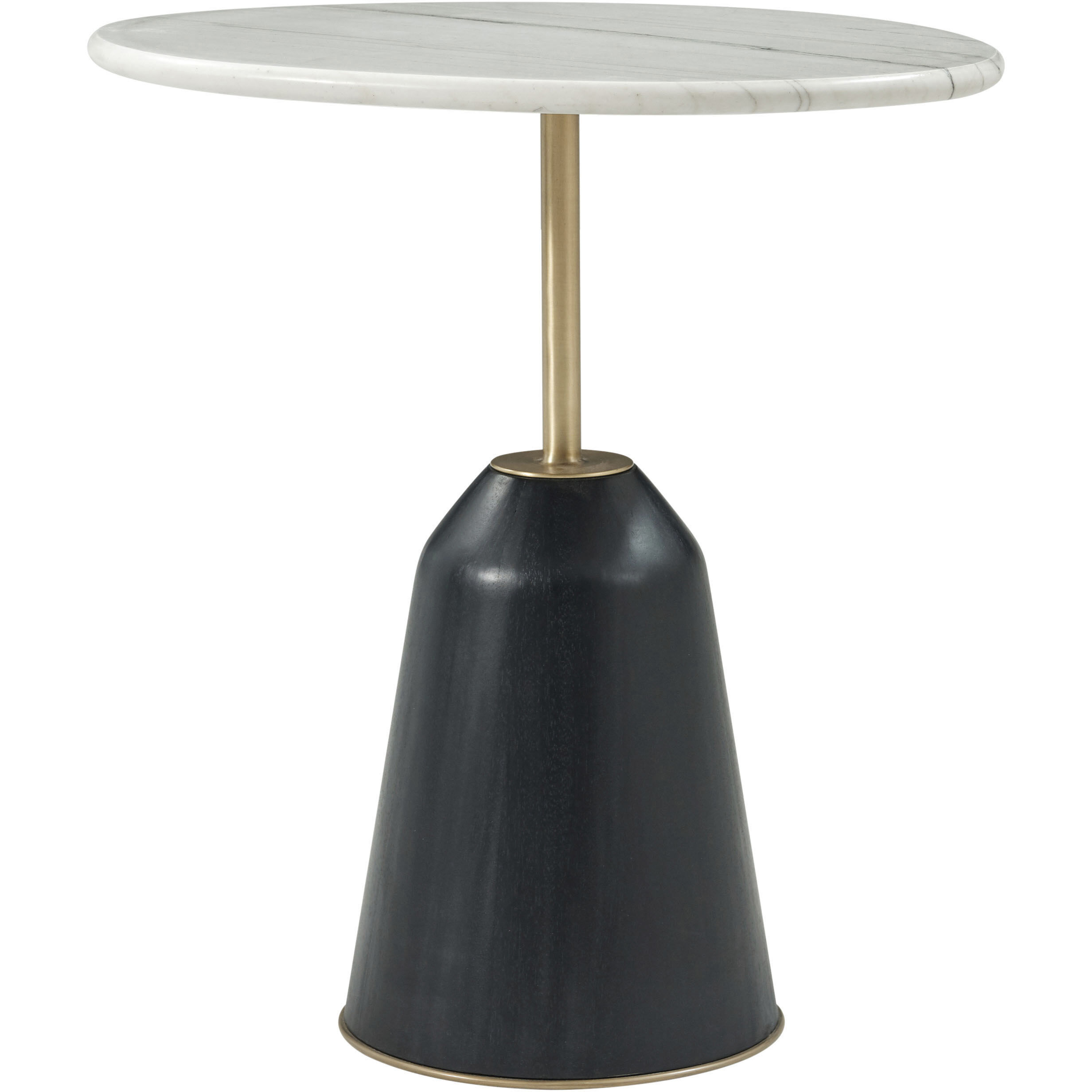 Amorphous 25 X 23 inch Side Table, Wooden with Marble Top