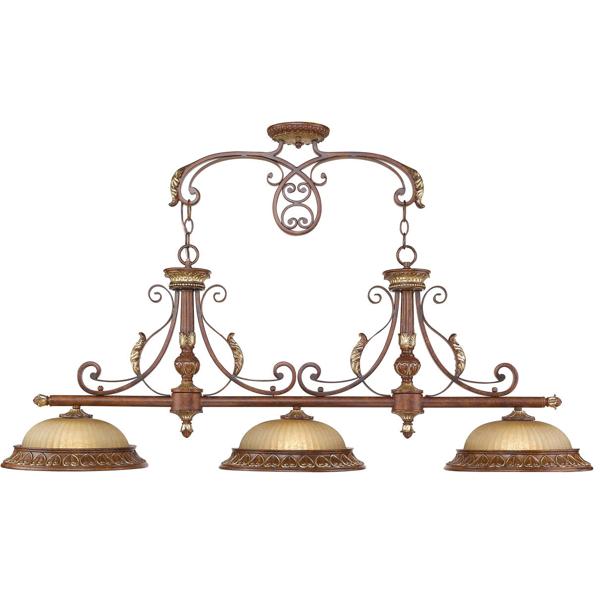 Villa Verona 3 Light 52 inch Verona Bronze with Aged Gold Leaf Accents Island Ceiling Light