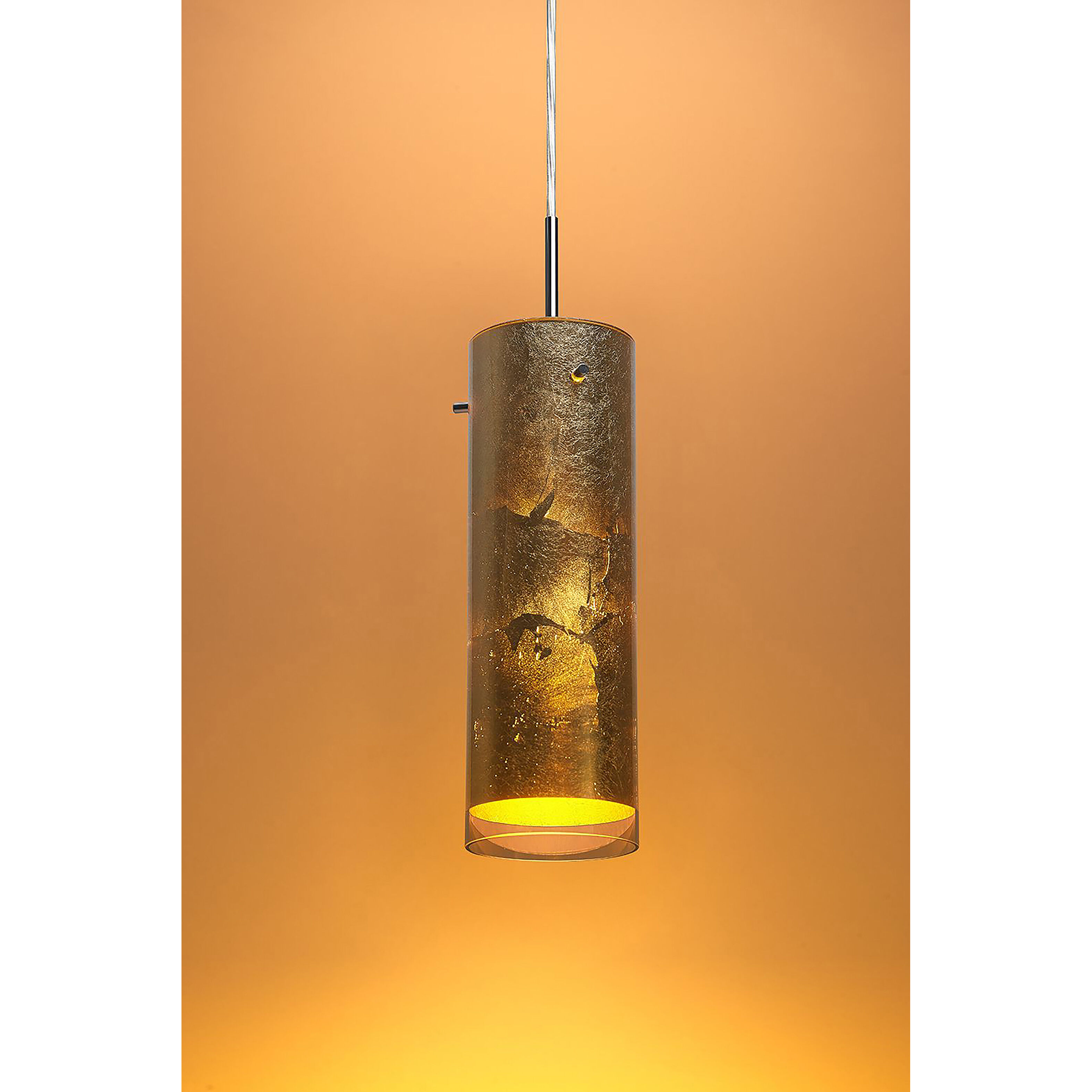 Cyrus 1 Light 4 inch Chrome Large Pendant Ceiling Light in Chrome/Black, Gold Glass