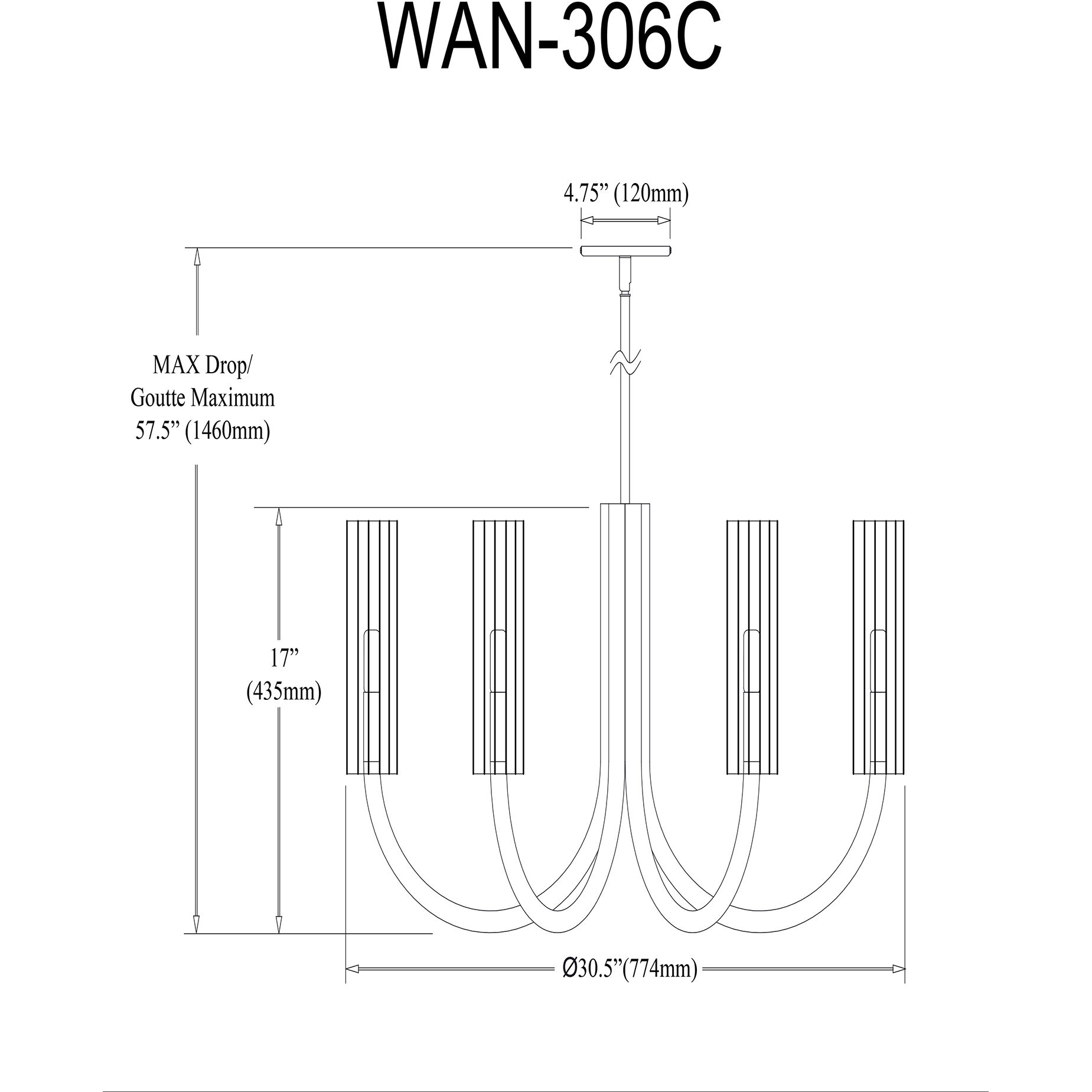 Wand 6 Light 30.5 inch Matte Black Chandelier Ceiling Light