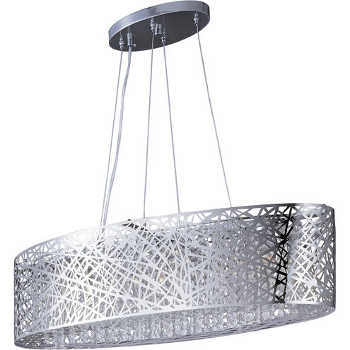 Inca Linear Pendant Ceiling Light in Polished Chrome, Clear/White