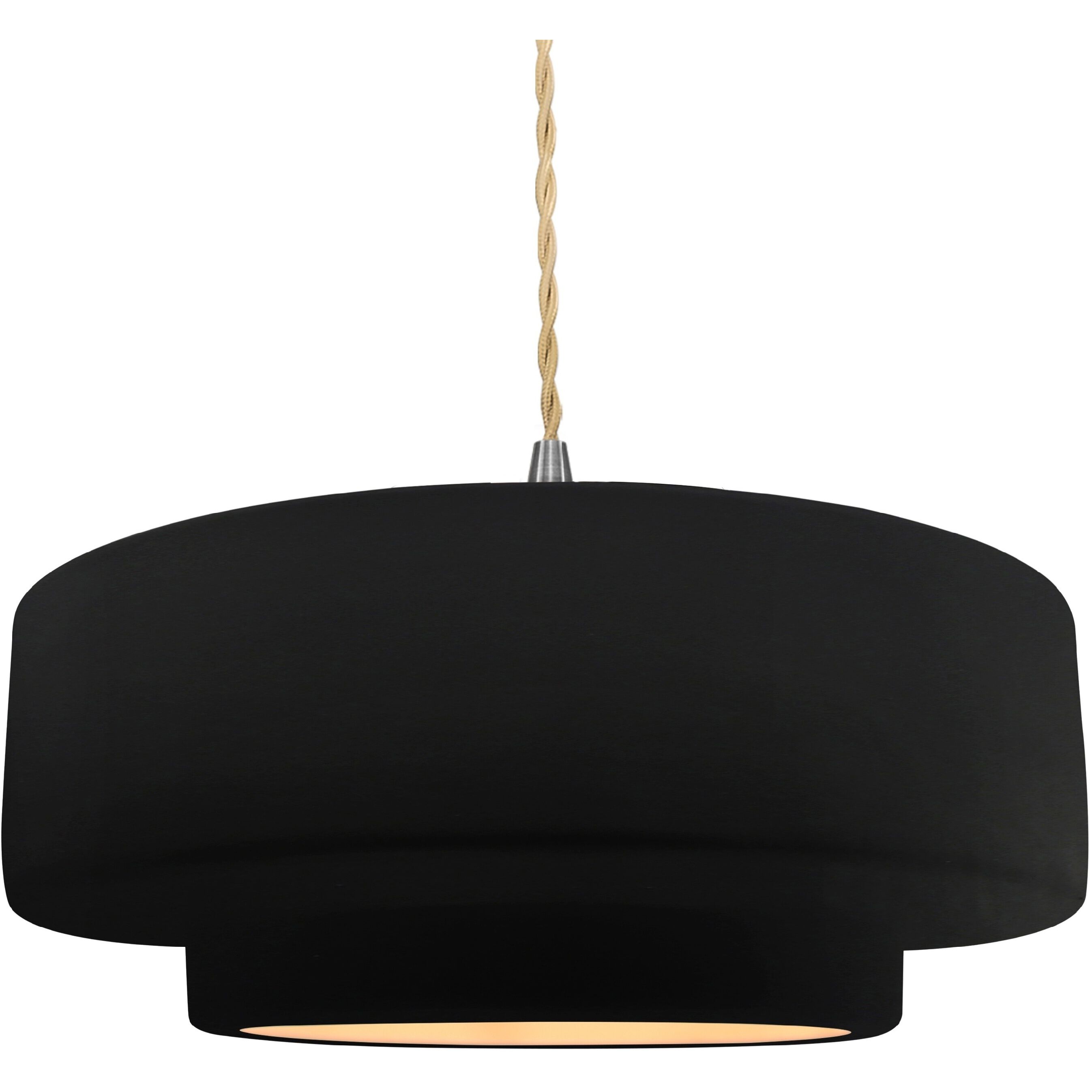 Radiance Collection - Tier Pendant Ceiling Light in Brushed Nickel, Dedicated LED, Beige Twist Cord, Carbon Matte Black/Champagne Gold, 16.25W x 6H, Form+Finish+Function