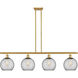 Ballston Farmhouse Chicken Wire 4 Light 48 inch Satin Gold Island Light Ceiling Light, Ballston
