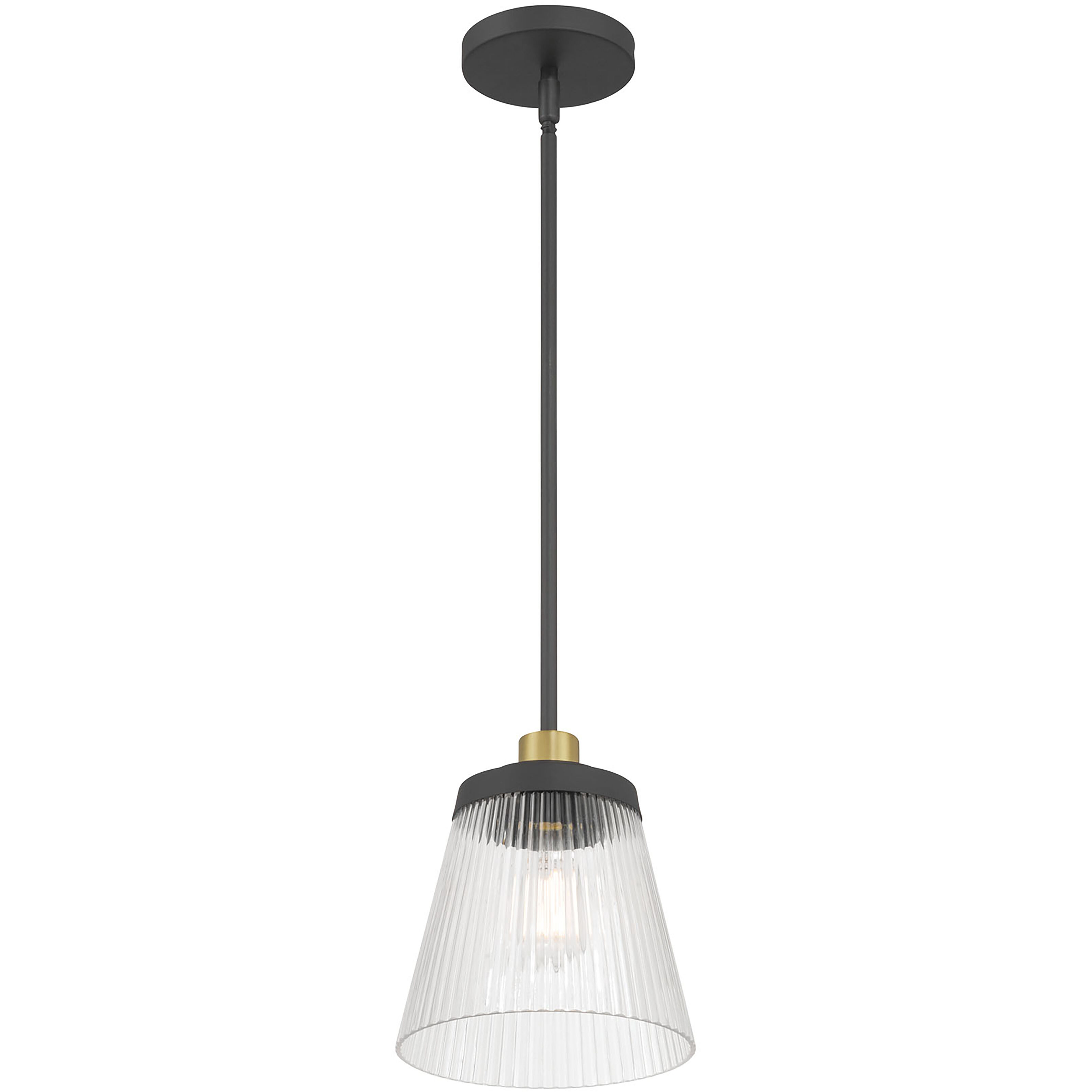 Lustria 1 Light 8 inch Matte Black and Vintage Brass Mini Pendant Ceiling Light