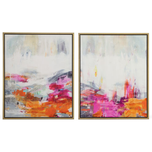 Color Theory Magenta and Tangerine and Charcoal and White Framed Abstract Art, Set of 2