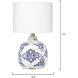 Ruby 15 inch 60 watt White and Blue Patterned Ceramic Table Lamp Portable Light