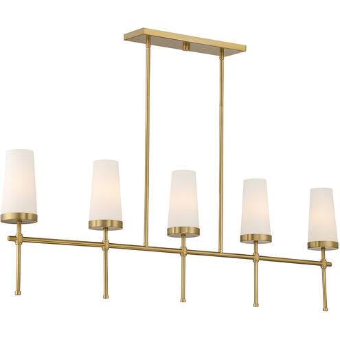 Haynes 5 Light 48 inch Warm Brass Linear Chandelier Ceiling Light, Essentials