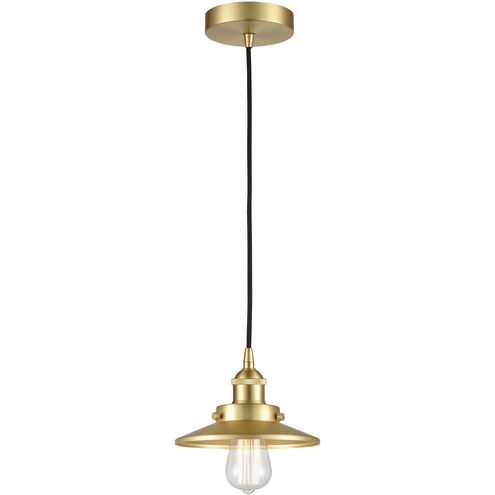 Railroad 1 Light 8 inch Satin Gold Mini Pendant Ceiling Light